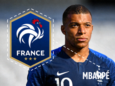 法国国家队球队标志及球星姆巴佩特写